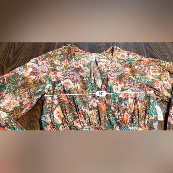 Free People Floral Garden Print Balloon Puff Sleeve Wrap Blouse Top women’s XS - Picture 8 of 16